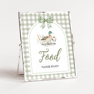 Gingham Mallard Duck Baby Shower Food Sign