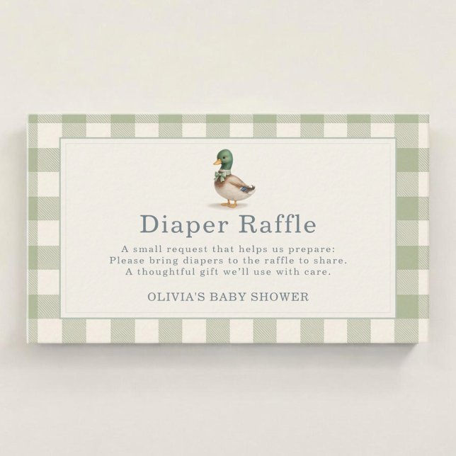 Gingham Mallard Duck Diaper Raffle  Enclosure Card (Creator Uploaded)