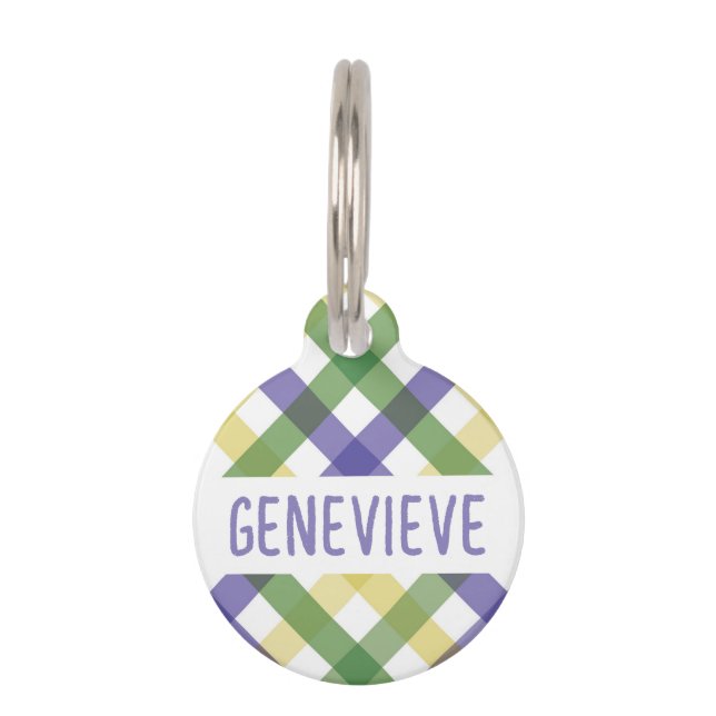 Gingham Mardi Gras Pet Tag (Front)