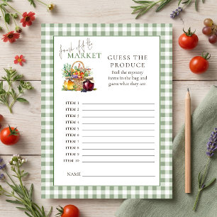 Gingham Market Guess Produce Bridal Shower card