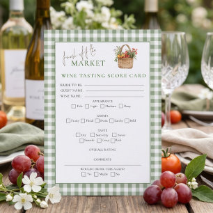 Gingham Market Wine Taste Score Card Bridal Shower