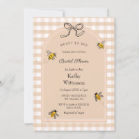 Gingham Meant To Bee Bridal Shower Invitation