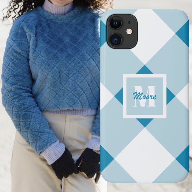 Gingham - Medium and Light Blue Phone Case (Gingham - Medium and Light Blue Phone Case by Leapfroglisics)