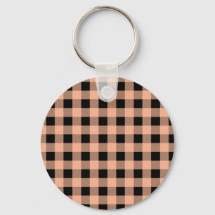 Gingham Melon and Black Key Ring