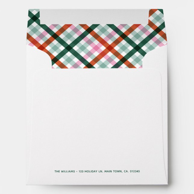 Gingham Merry Christmas Squared Envelope (Back (Bottom))