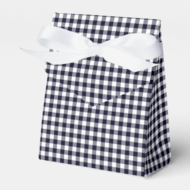 Gingham-Midnight Blue-Favour Box, Tent Favour Box (Front Side)