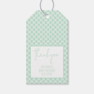 Gingham Mint Green Gender Neutral Baby Shower Gift Tags