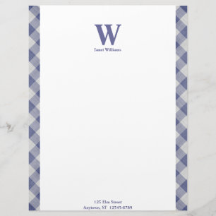 Gingham Monogram Letterhead Template