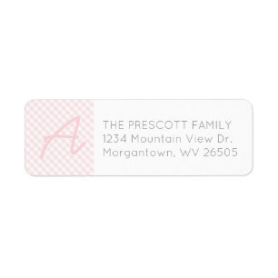 Gingham monogram return address label
