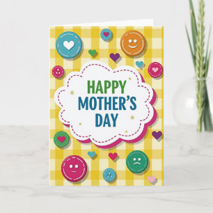 Gingham Mothers Day Heart Card