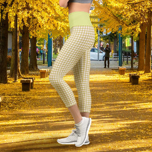 Gingham Mustard Capri Leggings