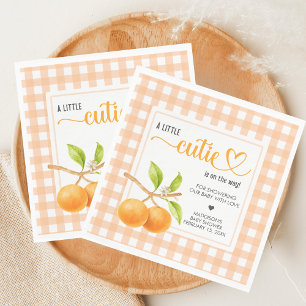 Gingham Orange Baby Shower Napkin
