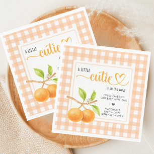 Gingham Orange Baby Shower Napkin