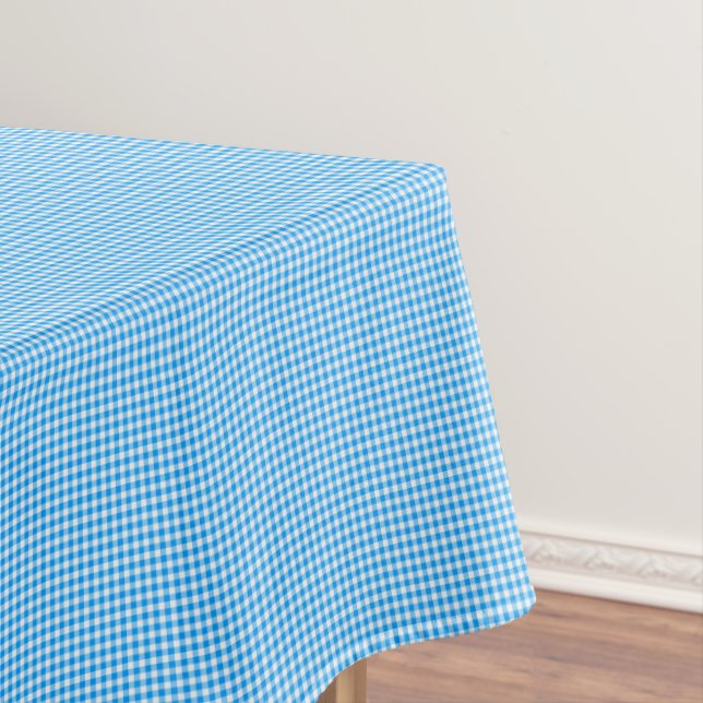 Gingham, Pastel Blue-White-52x70 COTTON TABLECLOTH (In Situ)