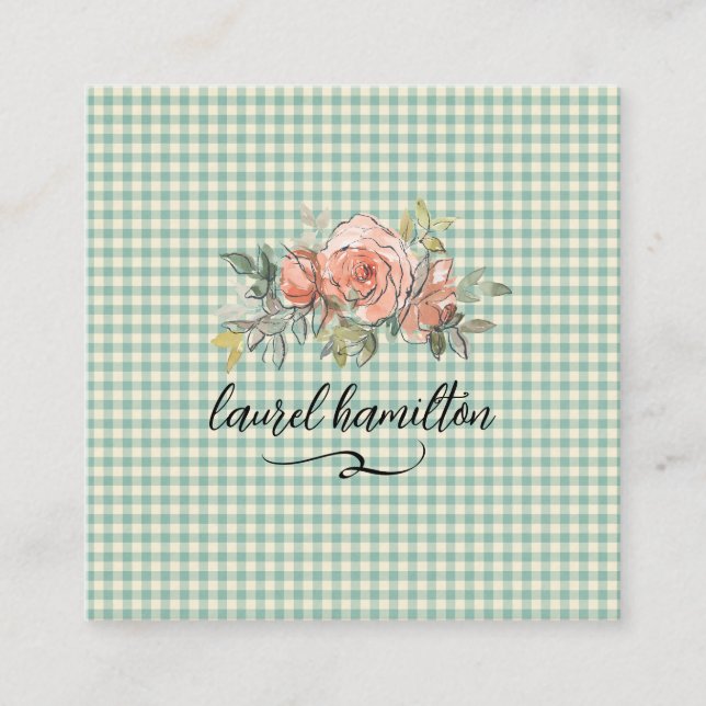 Gingham Pastel Business Card (Front)