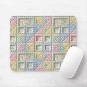 Gingham Patchwork Quilt Pattern Mouse Mat