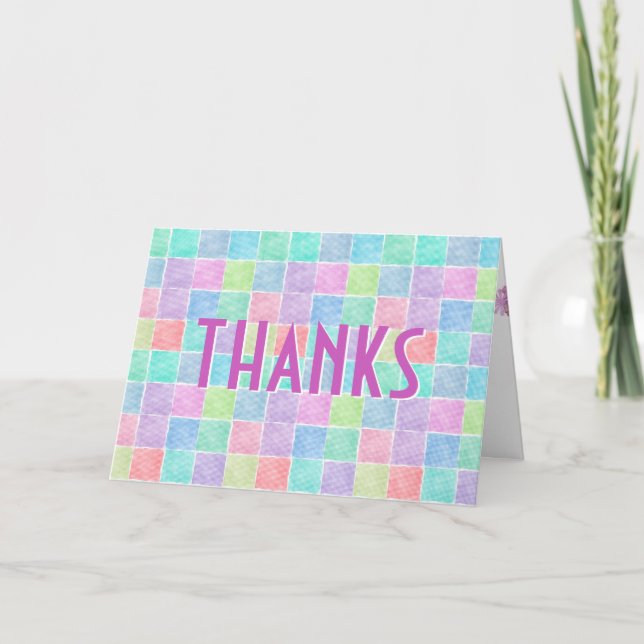Gingham Patchwork Thank You Card (Front)