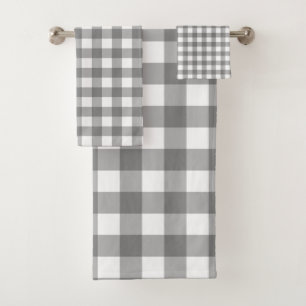Gingham Pattern Bath Towel Set