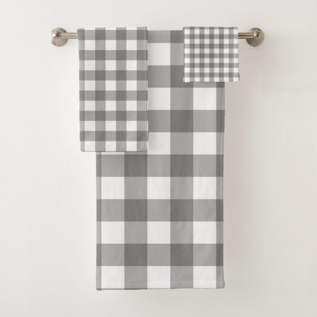 Gingham Pattern Bath Towel Set (Insitu)