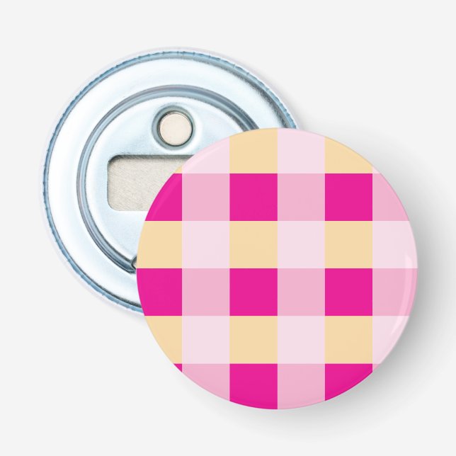 Gingham Pattern  Bottle Opener (Front)