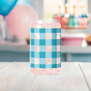 Gingham Pattern Can Glass