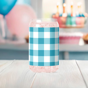 Gingham Pattern Can Glass