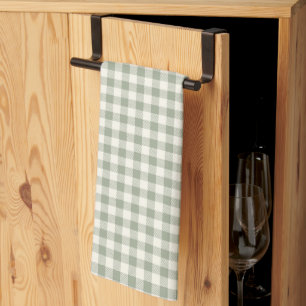 Gingham Pattern Cottagecore Chequered Beige Sage Tea Towel