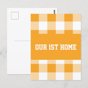 Gingham Pattern First Home  Postcard