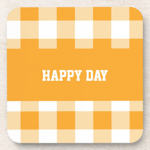 Gingham Pattern Happy Day Coaster