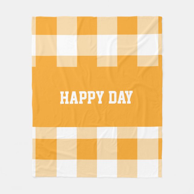 Gingham Pattern Happy Day  Fleece Blanket (Front)