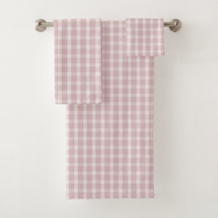 Gingham Pattern In Ballerina Preppy Pink Colours Bath Towel Set