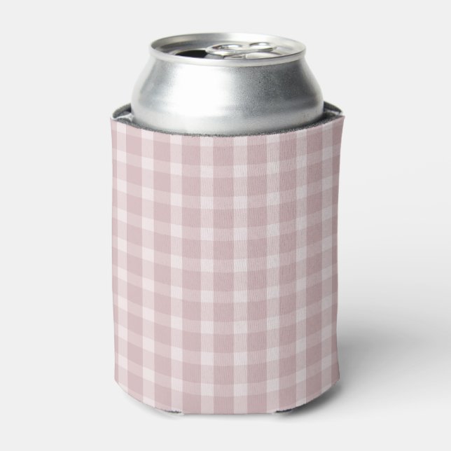Gingham Pattern In Ballerina Preppy Pink Colours  Can Cooler (Can Front)