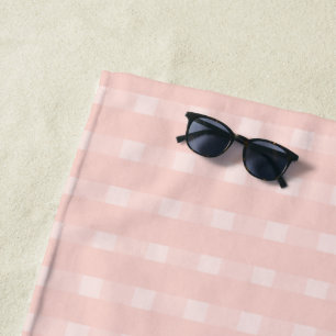 Gingham Pattern In Blush Pink And Pastel Peach Beach Towel