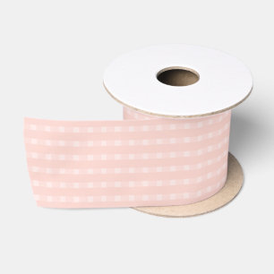 Gingham Pattern In Blush Pink And Pastel Peach Satin Ribbon