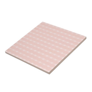 Gingham Pattern In Blush Pink And Pastel Peach Tile