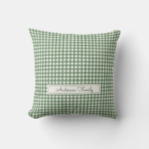 Gingham Pattern in Green with Family Name