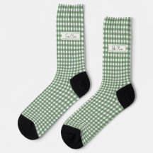 Gingham Pattern in Green with Name