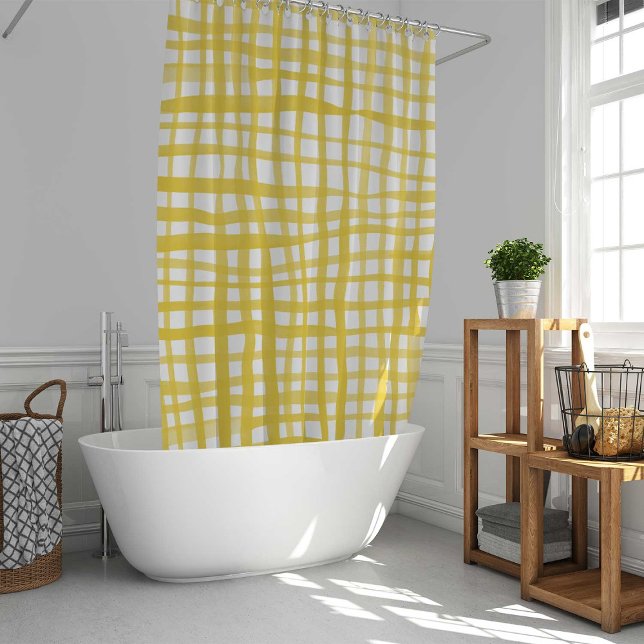 Gingham pattern in yellow shower curtain (Creator Uploaded)