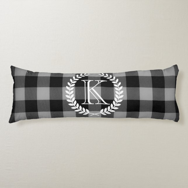 Gingham Pattern Monogram Body Cushion (Front)