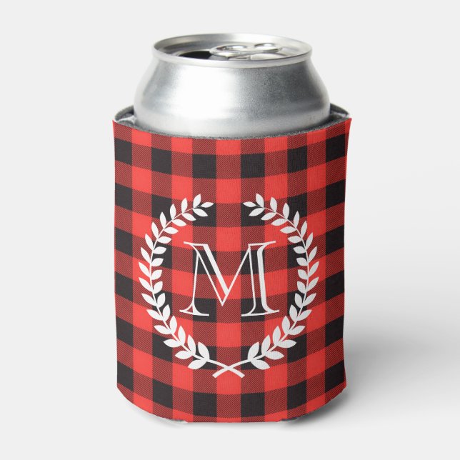 Gingham Pattern Monogram Can Cooler (Can Front)