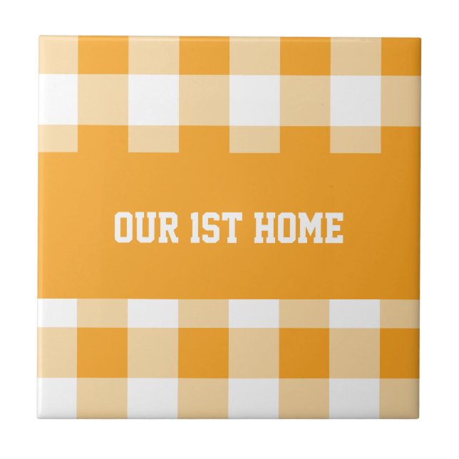 Gingham Pattern Our 1st Home Tile (Front)