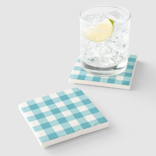 Gingham Pattern Stone Coaster