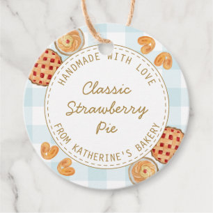 Gingham Pattern Watercolor Pastries Baking Product Favour Tags