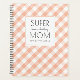 Gingham Peach and White Super Homeschool Mum Planner