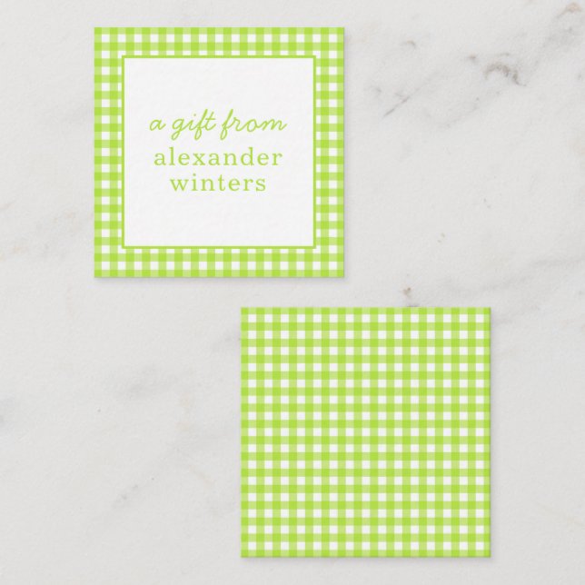 Gingham Personalised Gift Enclosure Cards (Front/Back)