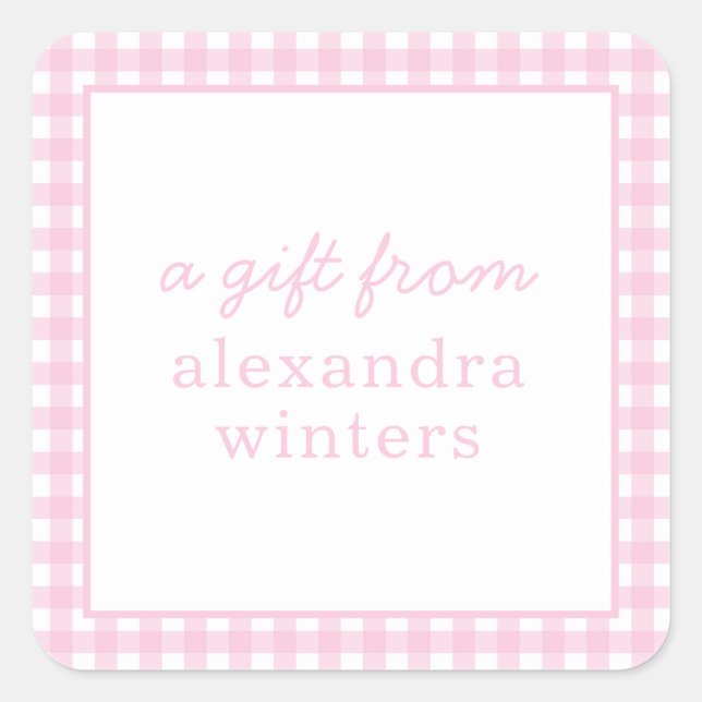 Gingham Personalised Gift Stickers (Front)