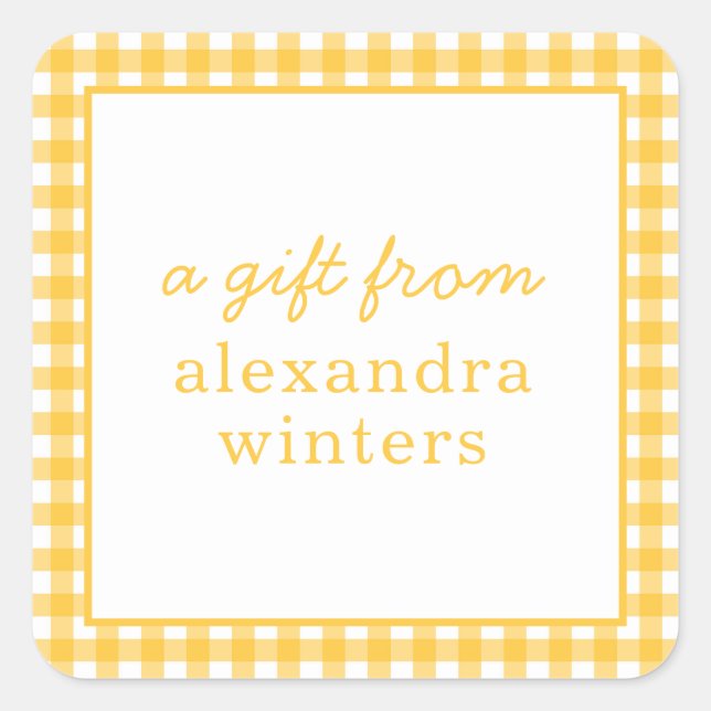 Gingham Personalised Gift Stickers (Front)