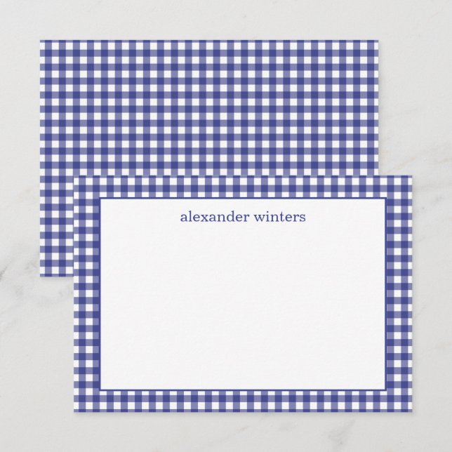 Gingham Personalised Note Cards (Front/Back)