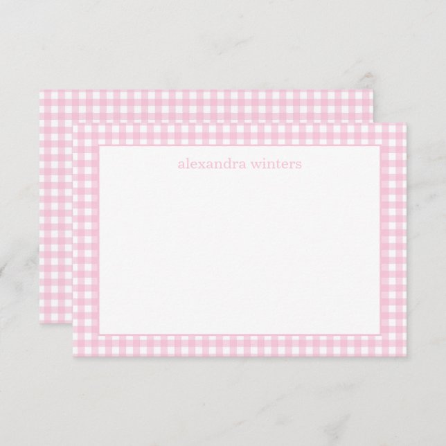 Gingham Personalised Note Cards (Front/Back)