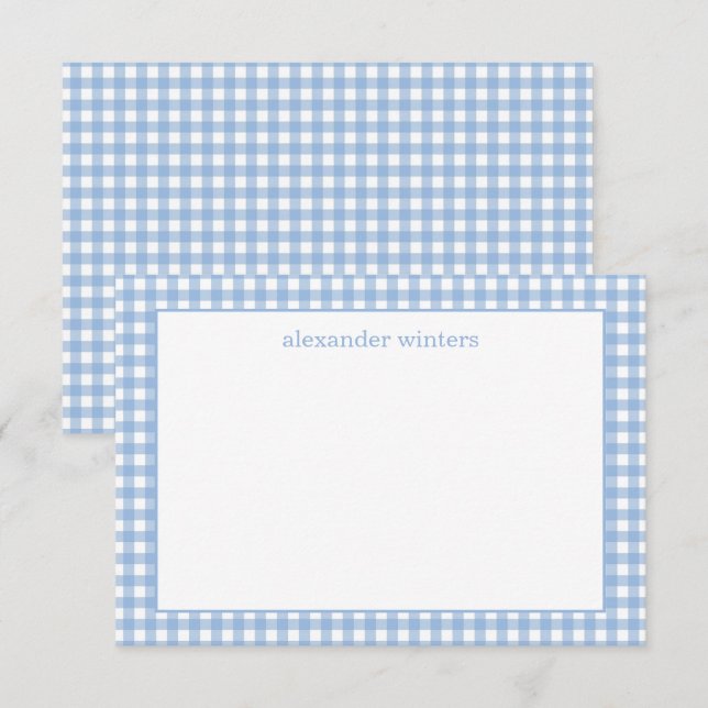 Gingham Personalised Note Cards (Front/Back)